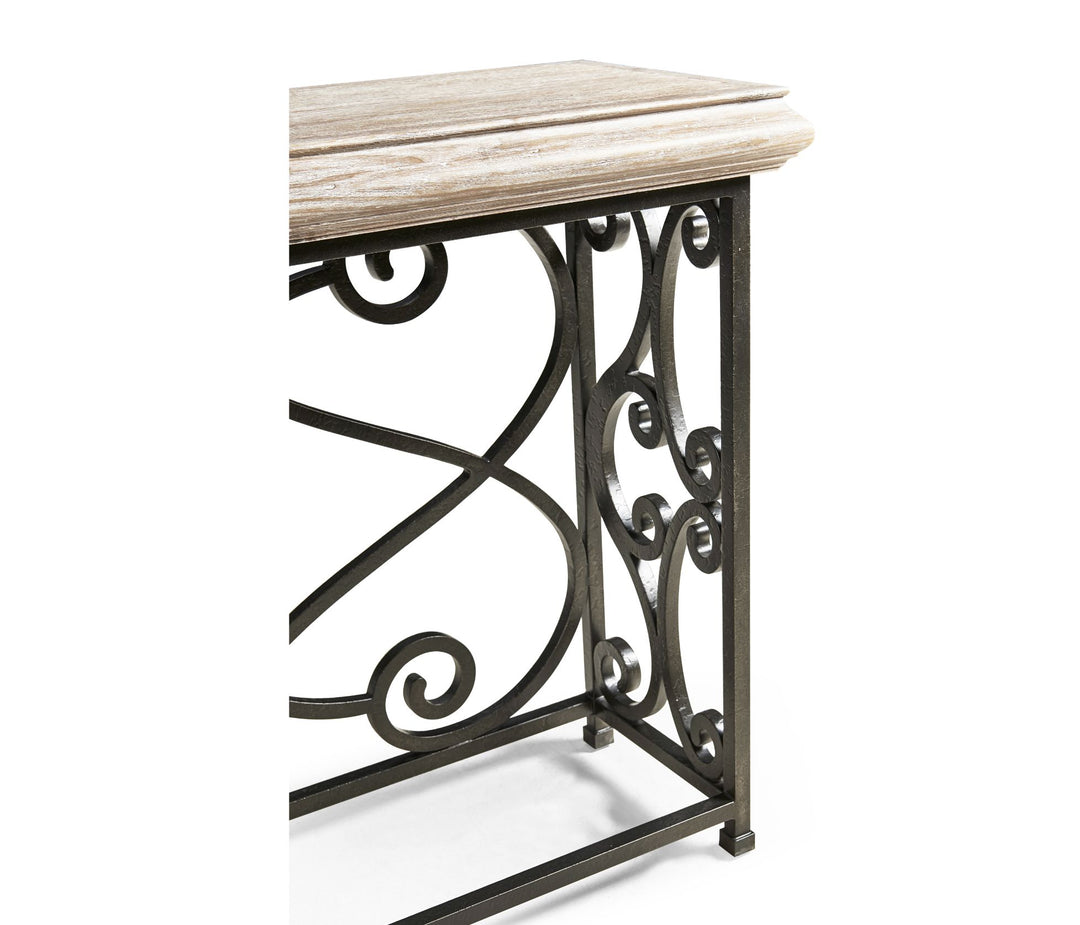 Large Console Table Wrought Iron - Limed