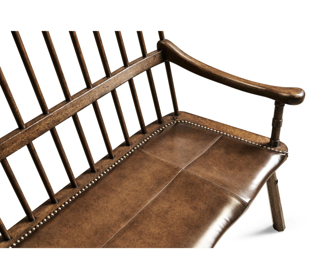Ladda upp bild till gallerivisning, Forest Tudor Oak Bench with Leather Seat
