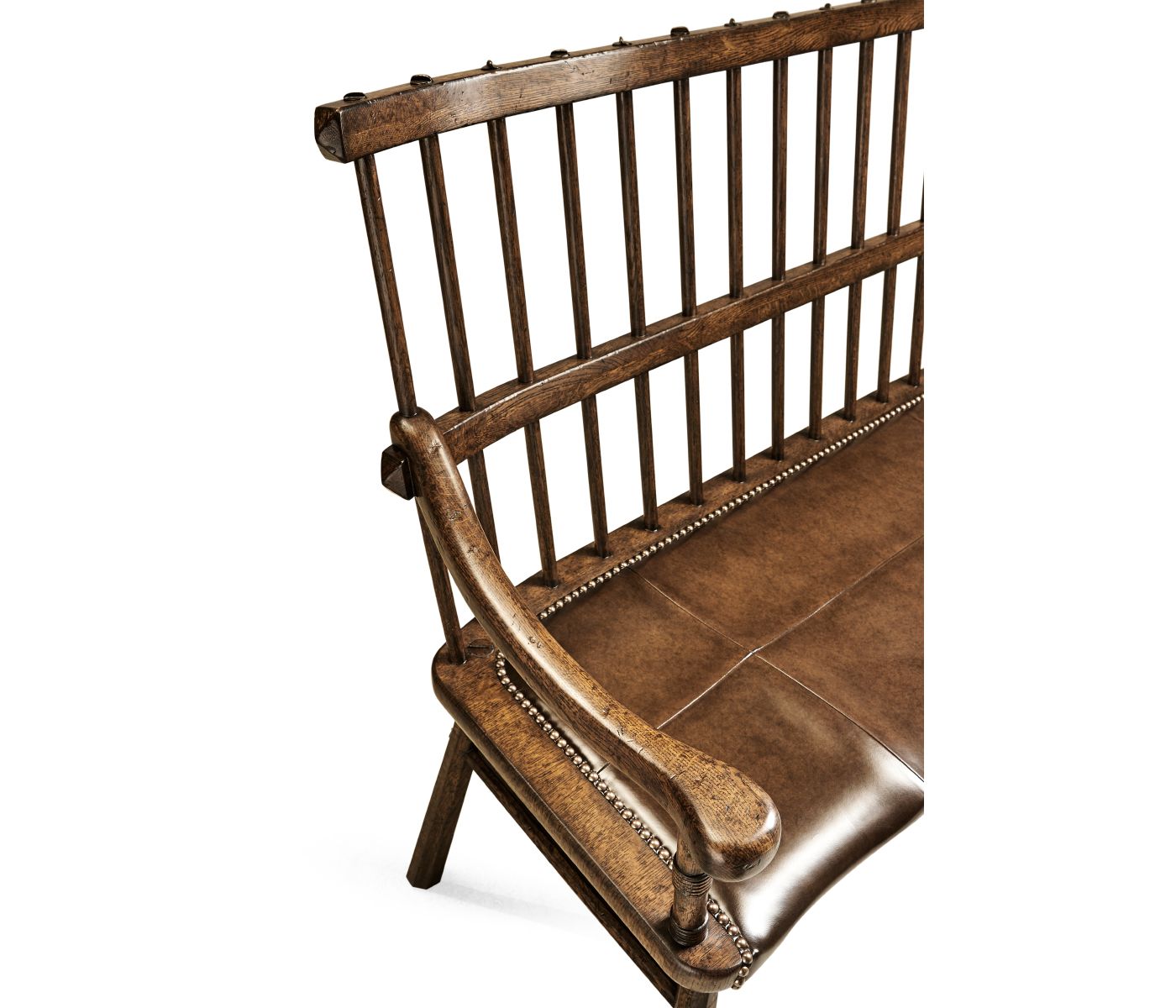 Ladda upp bild till gallerivisning, Forest Tudor Oak Bench with Leather Seat
