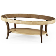 Oval Coffee Table Art Deco with Glass Top