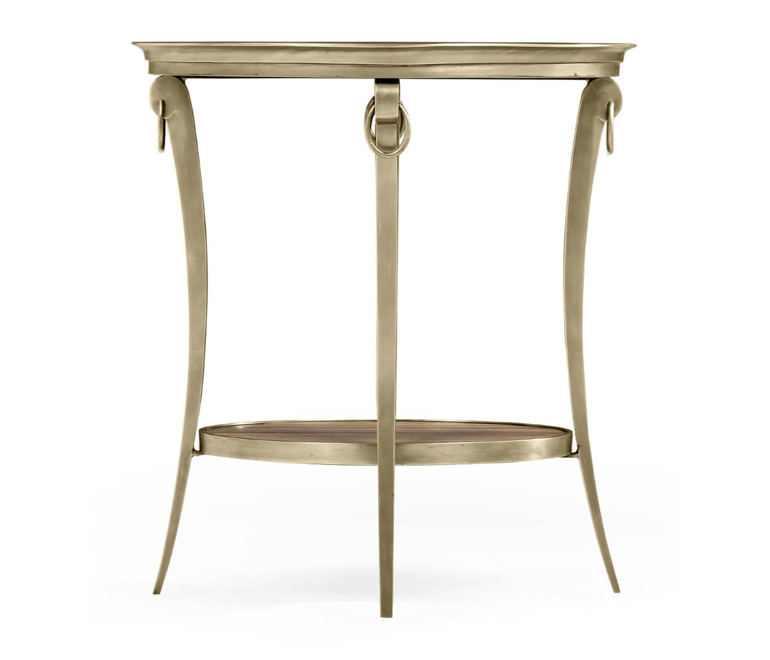 Golden Amber & Brass Oval Side Table