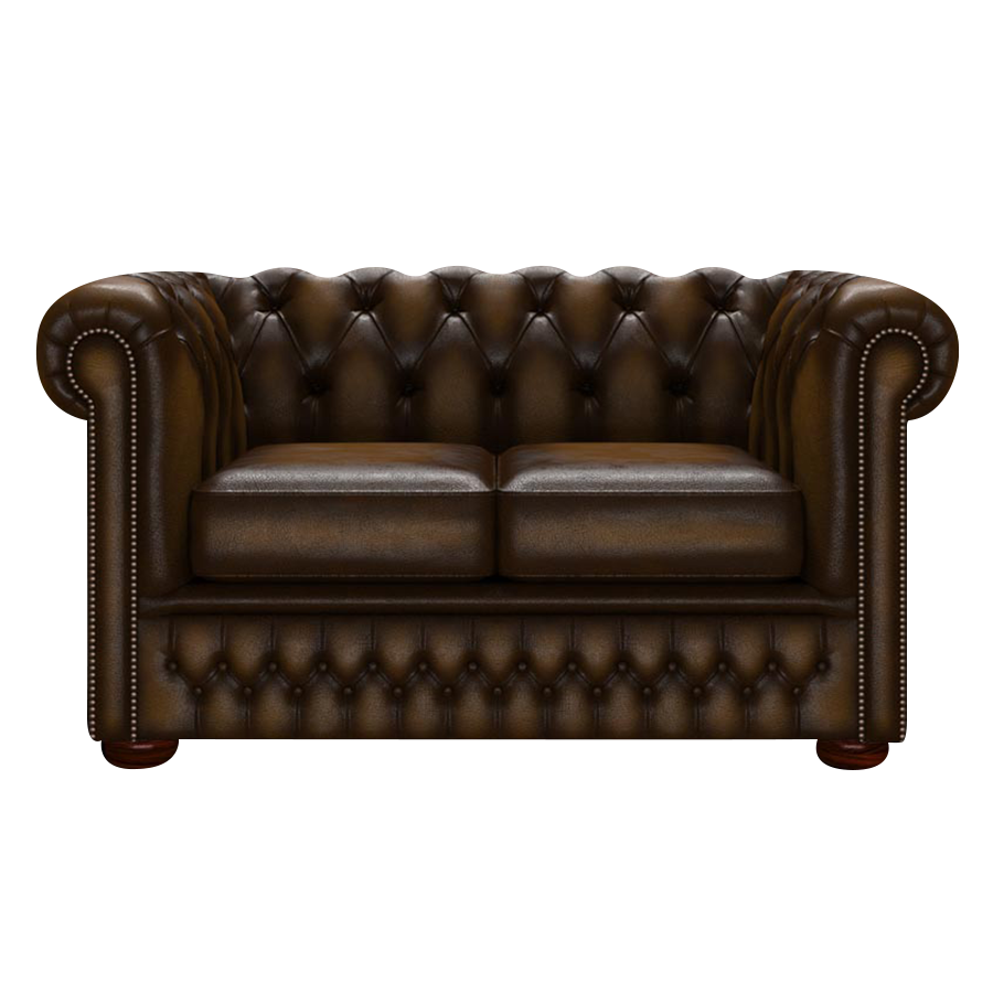 Fleming 2 Sits Chesterfield Soffa Antique Gold