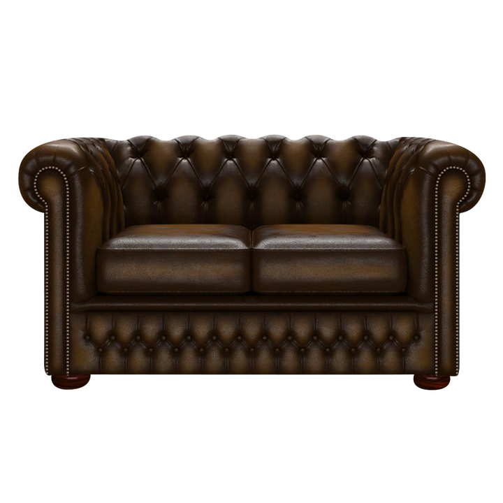 Fleming 2 Sits Chesterfield Soffa Antique Gold