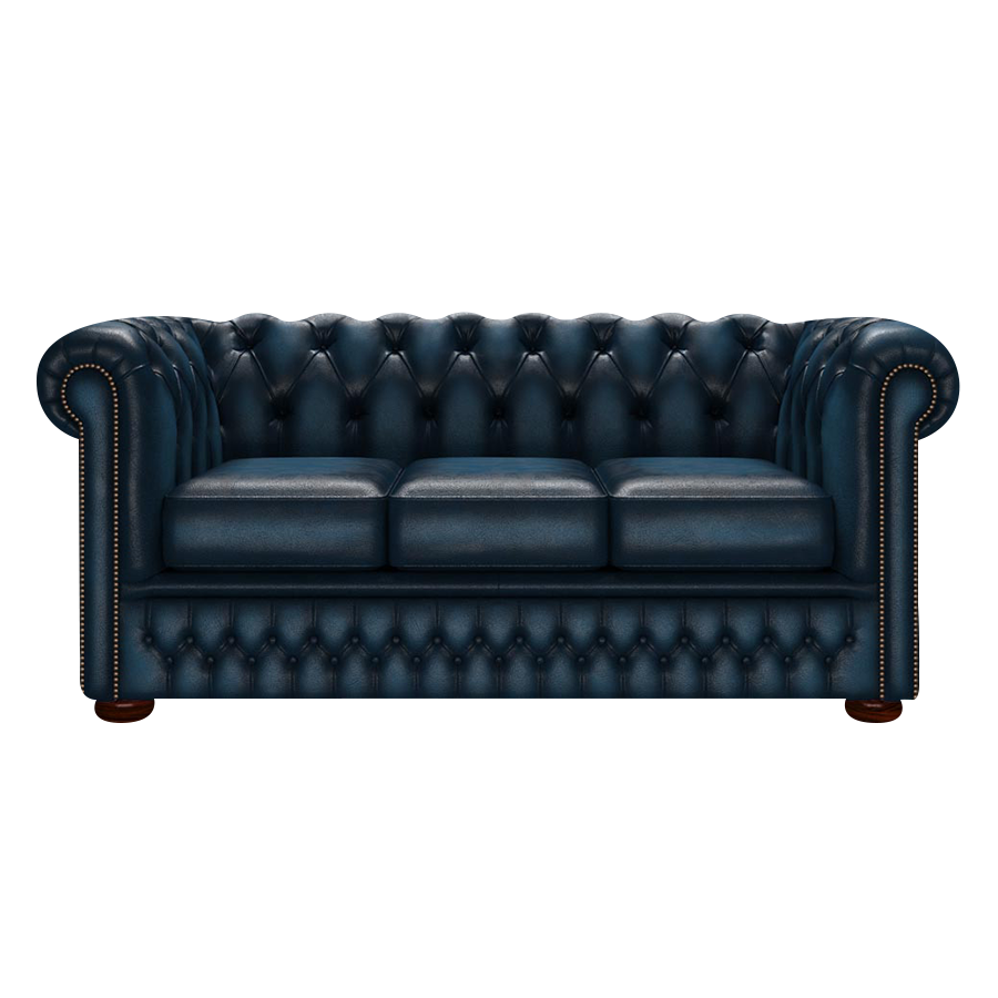 Fleming 3 Sits Chesterfield Soffa Antique Blue