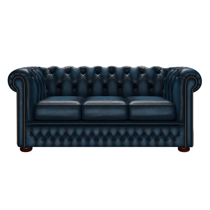 Fleming 3 Sits Chesterfield Soffa Antique Blue