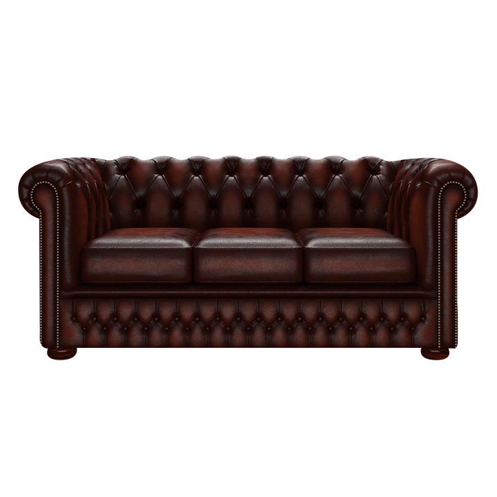 Fleming 3 Sits Chesterfield Soffa Antique Chestnut
