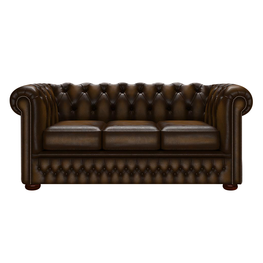 Fleming 3 Sits Chesterfield Soffa Antique Gold