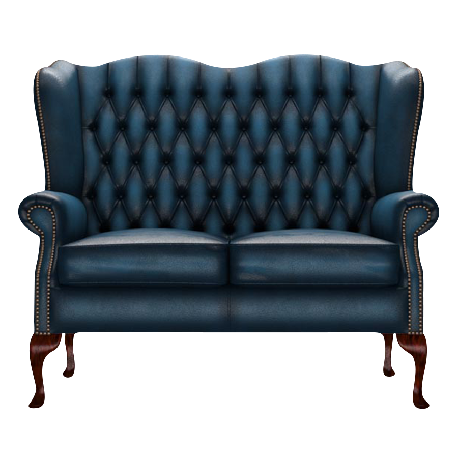 Gladstone 2 Sits Chesterfield Soffa Antique Blue