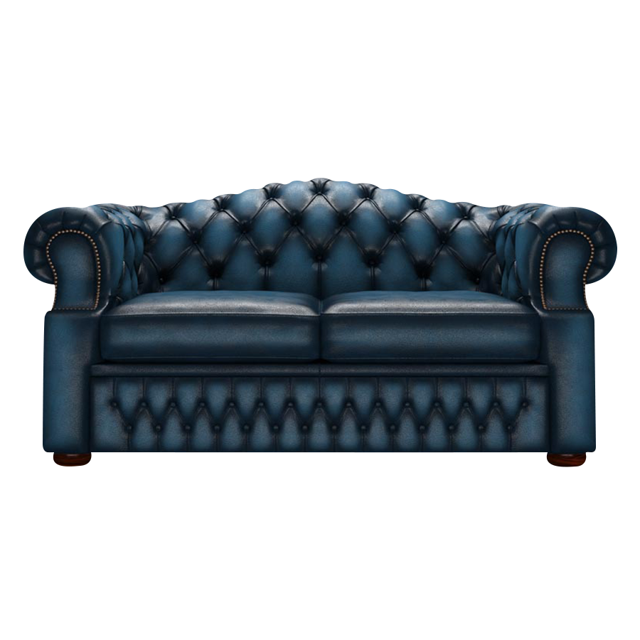 Lawrence 2 Sits Chesterfield Soffa Antique Blue