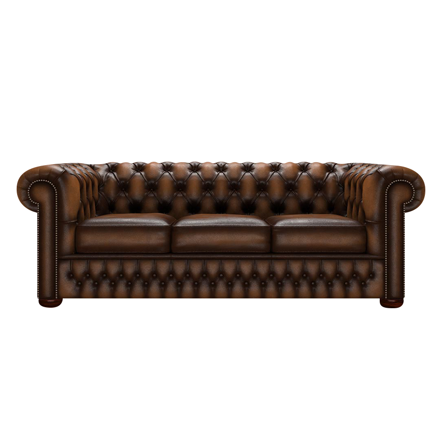 Classic 3 Sits Chesterfield Soffa Antique Autumn Tan