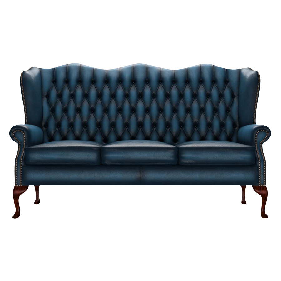 Gladstone 3 Sits Chesterfield Soffa Antique Blue