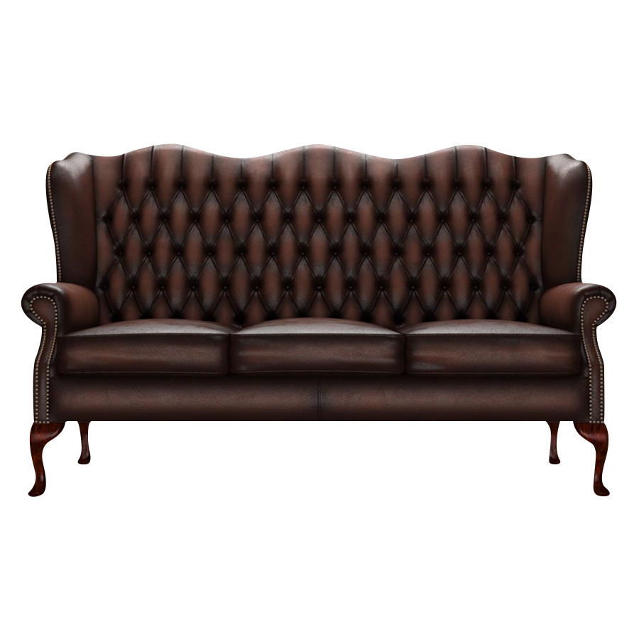 Gladstone 3 Sits Chesterfield Soffa Antique Brown