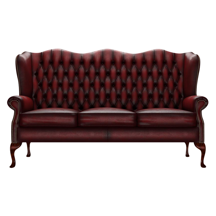 Gladstone 3 Sits Chesterfield Soffa Antique Red
