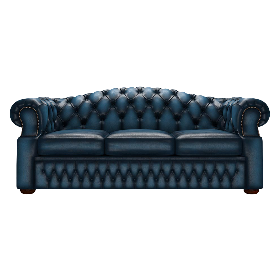 Lawrence 3 Sits Chesterfield Soffa Antique Blue