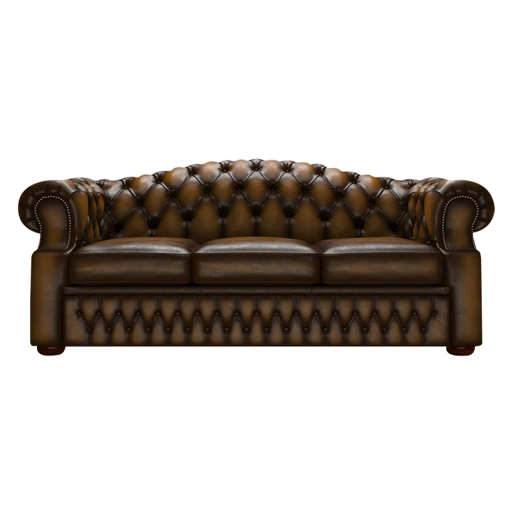 Lawrence 3 Sits Chesterfield Soffa Antique Gold