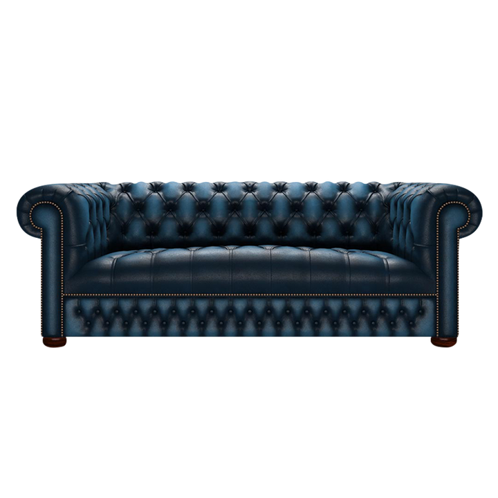 Linwood 3 Sits Chesterfield Soffa Antique Blue