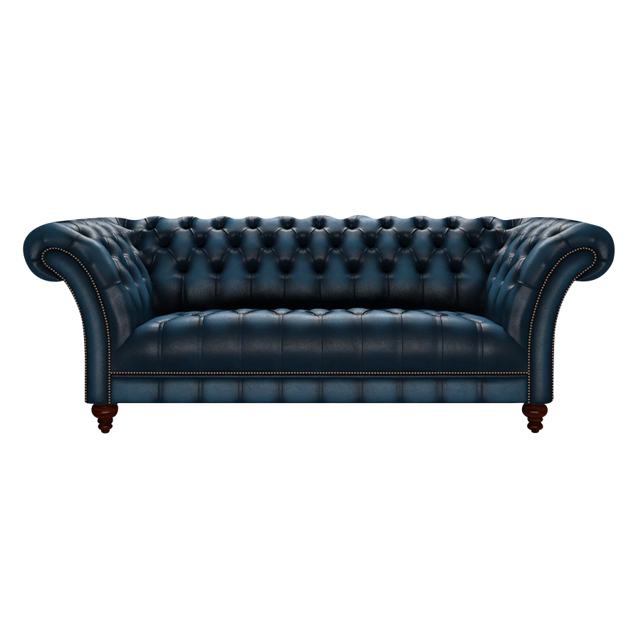 Montgomery 3 Sits Chesterfield Soffa Antique Blue