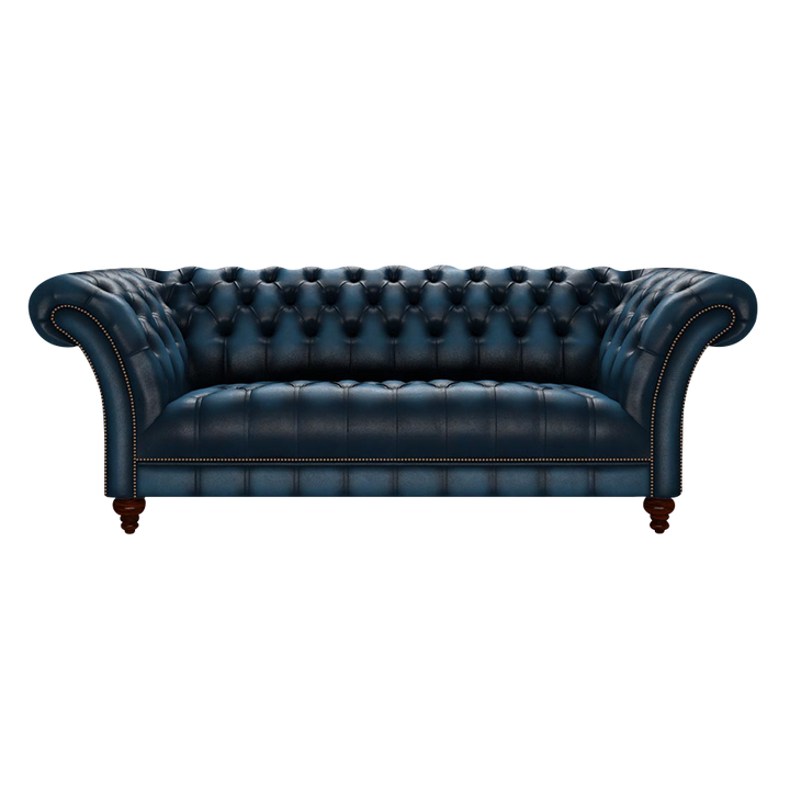 Montgomery 3 Sits Chesterfield Soffa Antique Blue