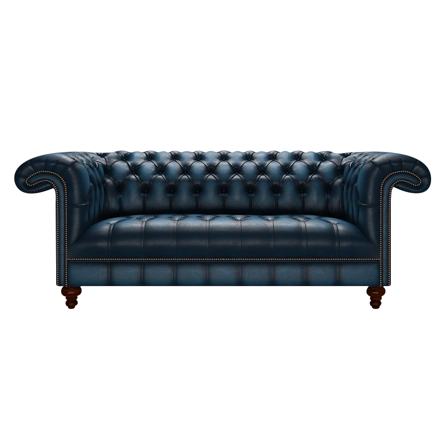 Nelson 3 Sits Chesterfield Soffa Antique Blue
