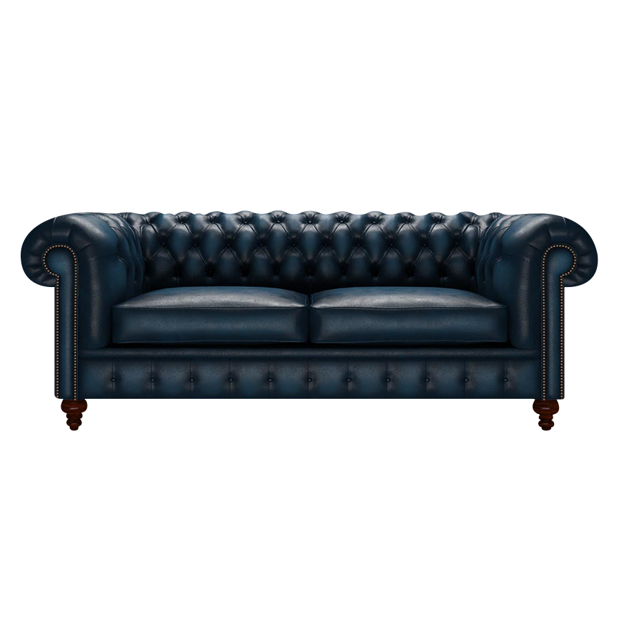 Raleigh 3 Sits Chesterfield Soffa Antique Blue