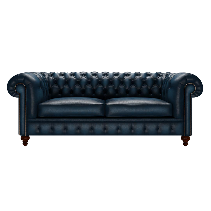 Raleigh 3 Sits Chesterfield Soffa Antique Blue