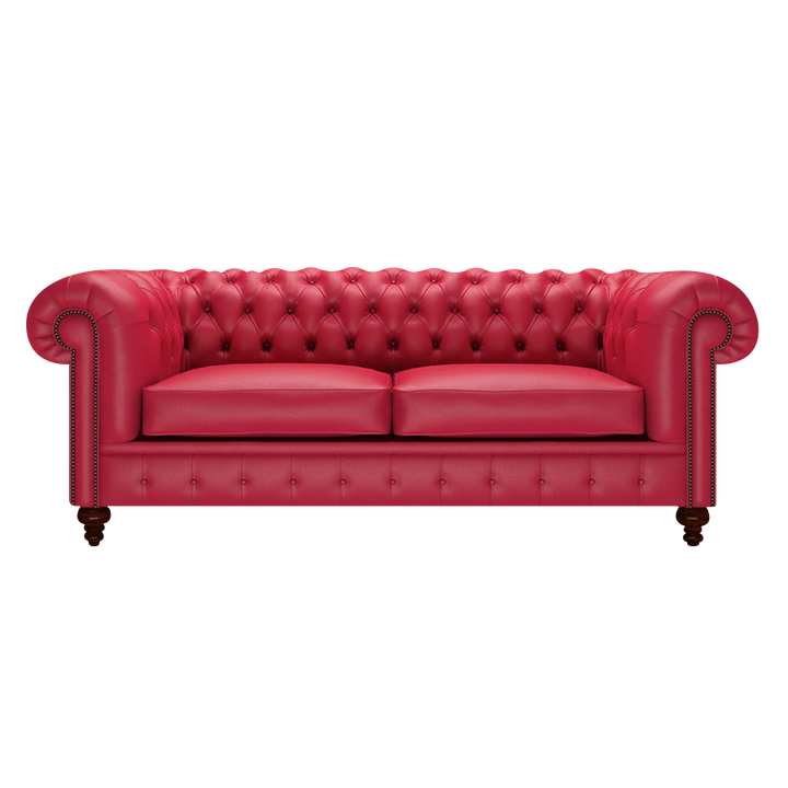 Raleigh 3 Sits Chesterfield Soffa Shelly Flame Red