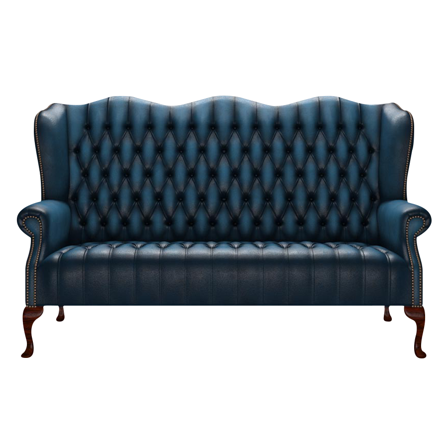 Wade 3 Sits Chesterfield Soffa Antique Blue