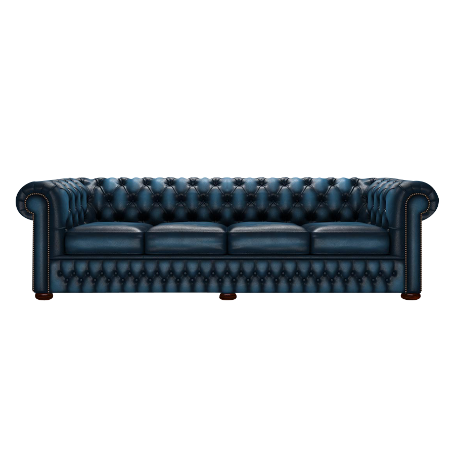 Classic 4 Sits Chesterfield Soffa Antique Blue