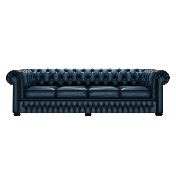 Classic 4 Sits Chesterfield Soffa Antique Blue