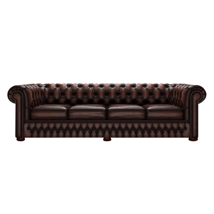 Classic 4 Sits Chesterfield Soffa Antique Brown
