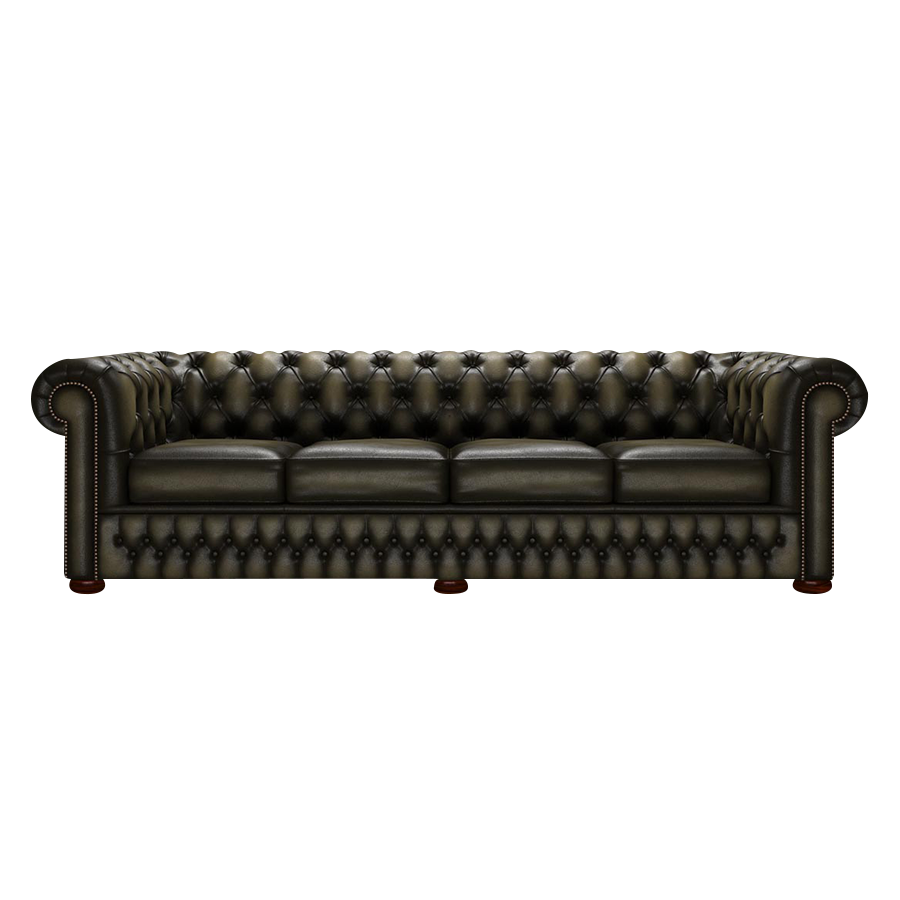 Classic 4 Sits Chesterfield Soffa Antique Olive