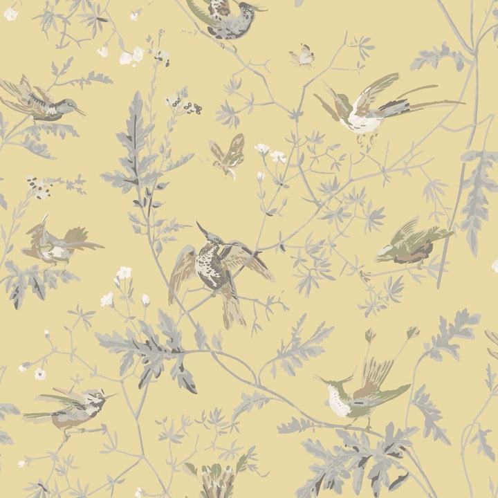Cole and Son Tyg Hummingbirds Gold & Soft Grey