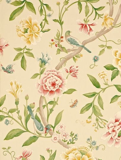 Sanderson Tapet Porcelain Garden Red/Beige