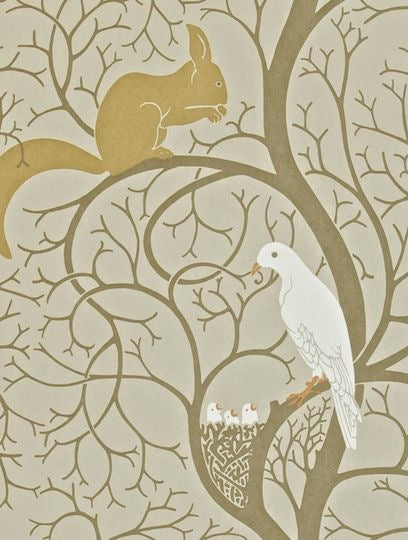 Lataa kuva Galleria-katseluun, Sanderson Tapet Squirrel and Dove Linen/Ivory
