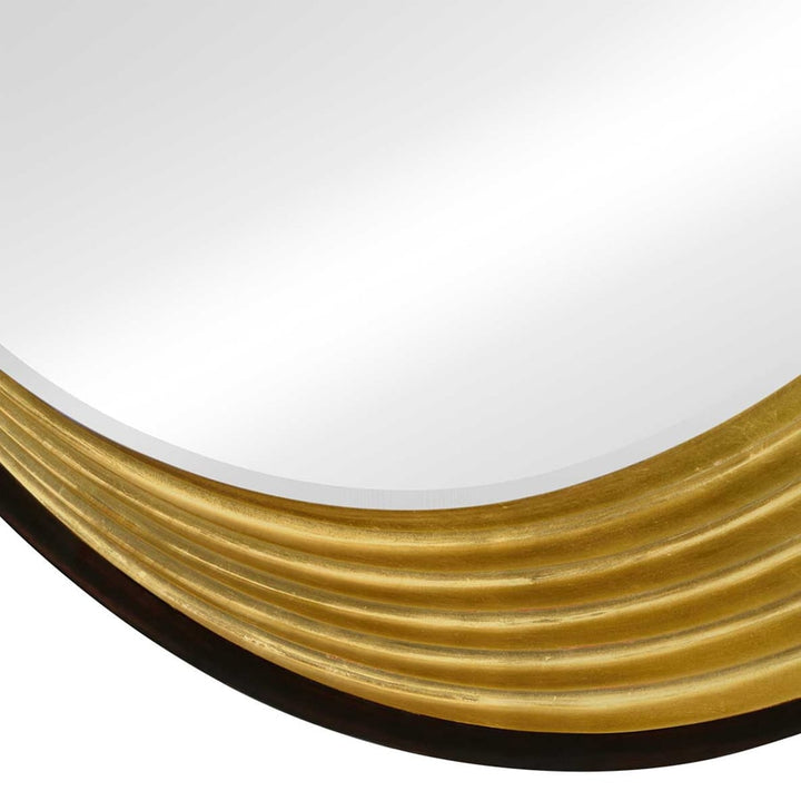 Jonathan Charles Round Mirror Modernist Gold Leaf