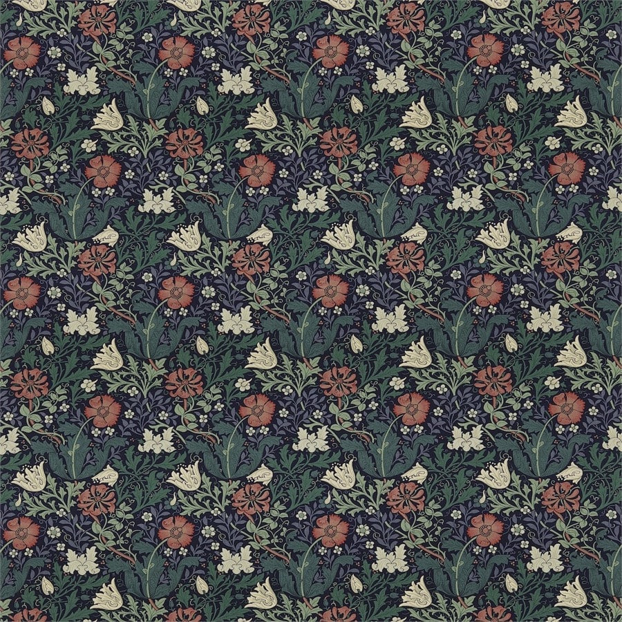 Morris and Co Tyg Compton Indigo Green