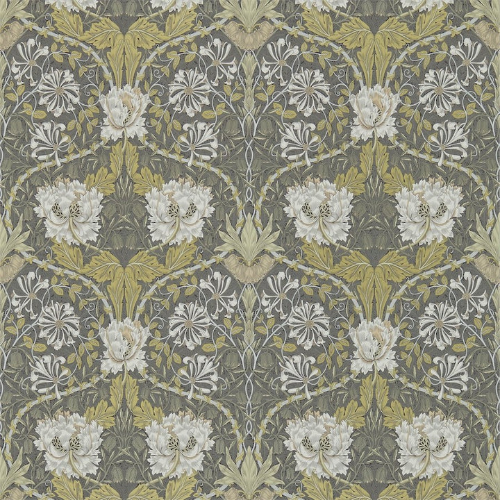 Morris and Co Tapet Honeysuckle & Tulip Charcoal Gold