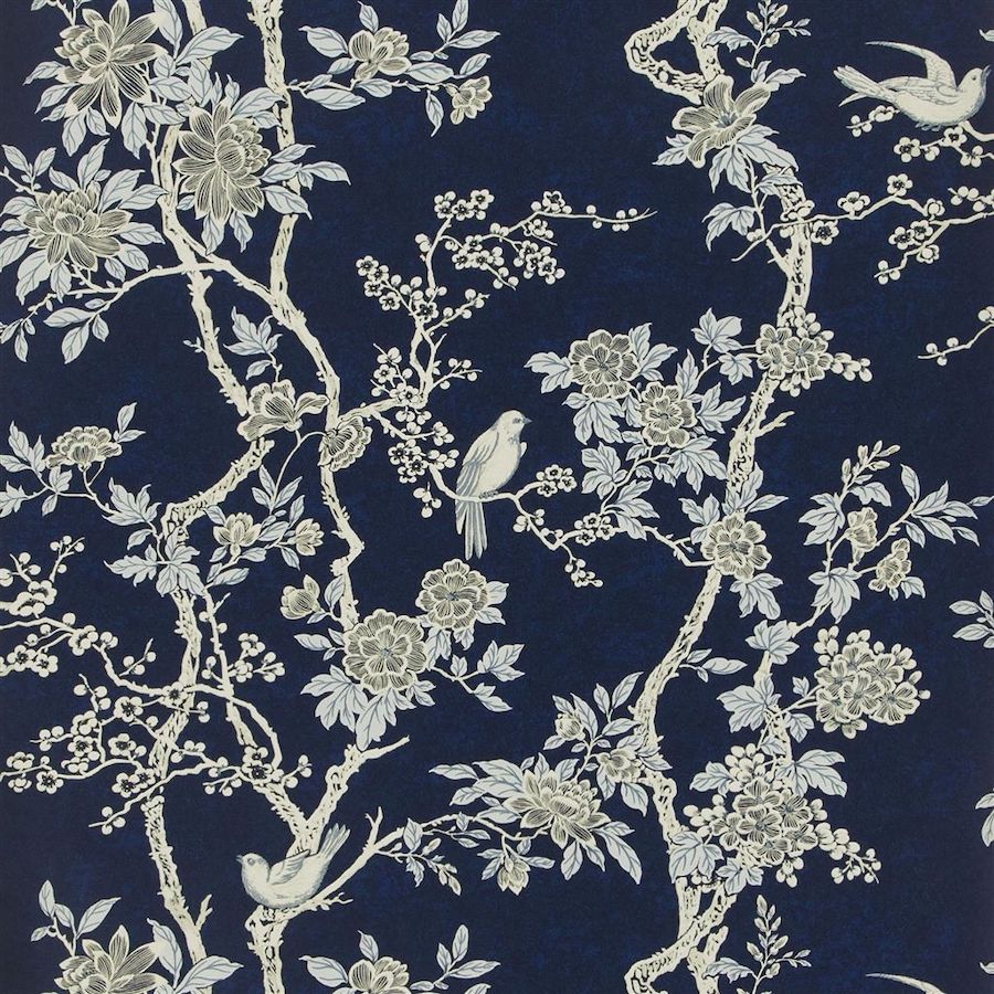 Lataa kuva Galleria-katseluun, Ralph Lauren Home Tapet Marlowe Floral Prussian Blue
