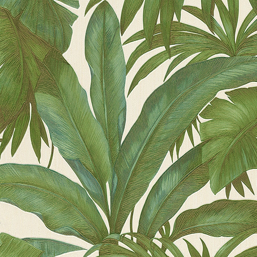 Versace Home Tapet Giungla Leaves White Green