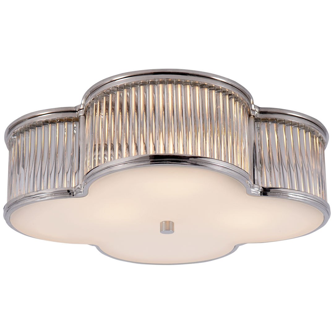 Basil 17" Flush Mount in Polished Nickel and Clear Glass Rods with Frosted Glass