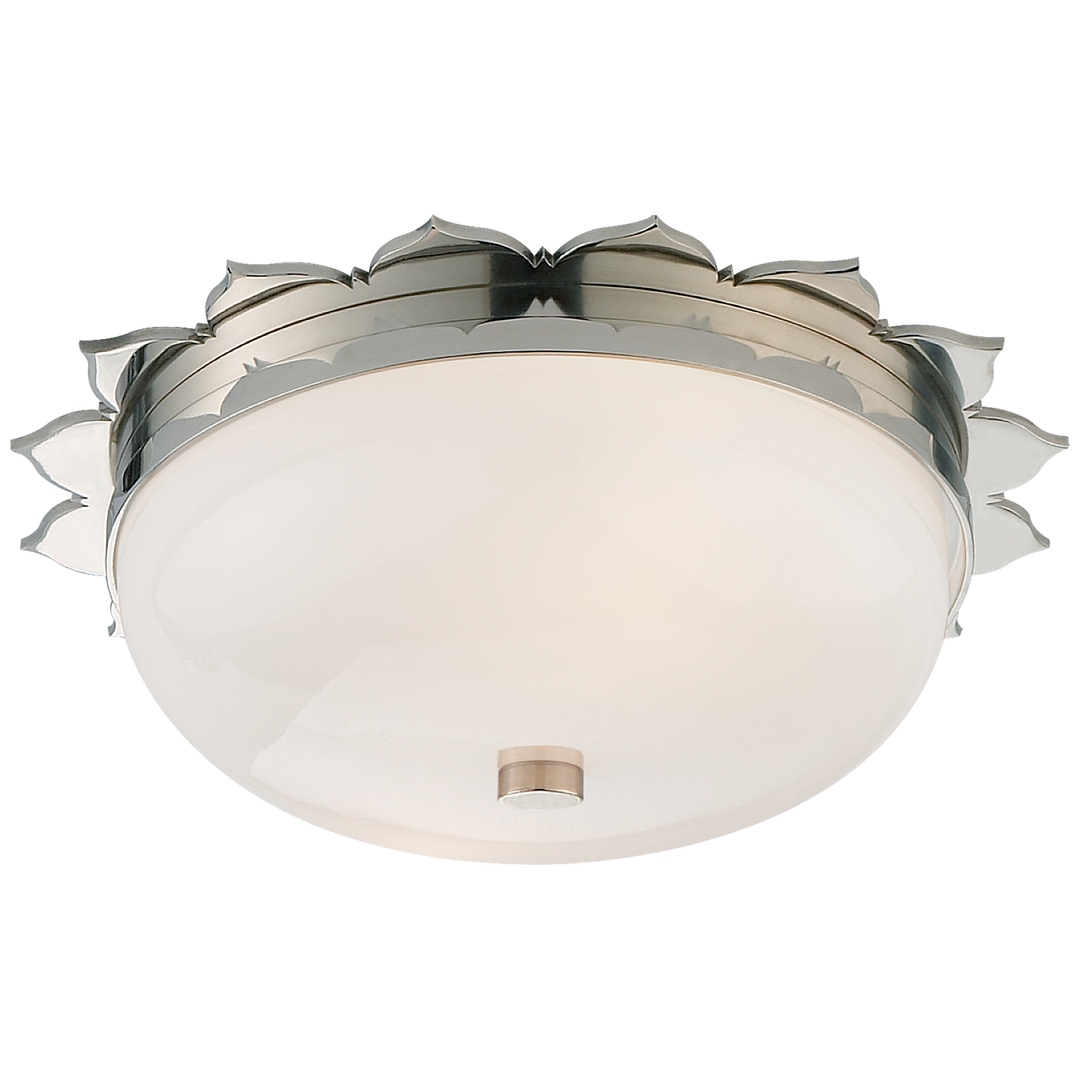 Rachel Small Flush Mount in Polished Nickel with White Glass