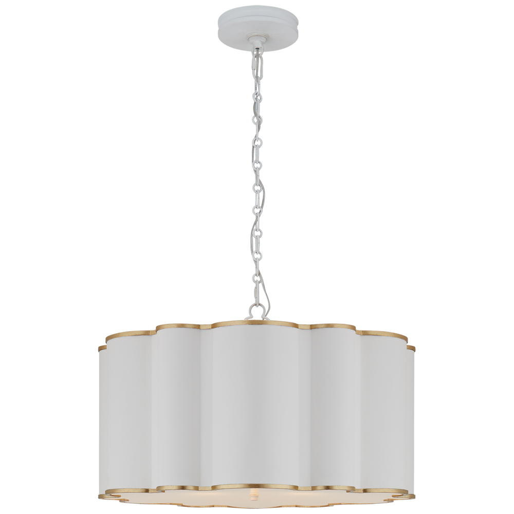 Markos Large Hanging Shade in White and Gild with Frosted Acrylic