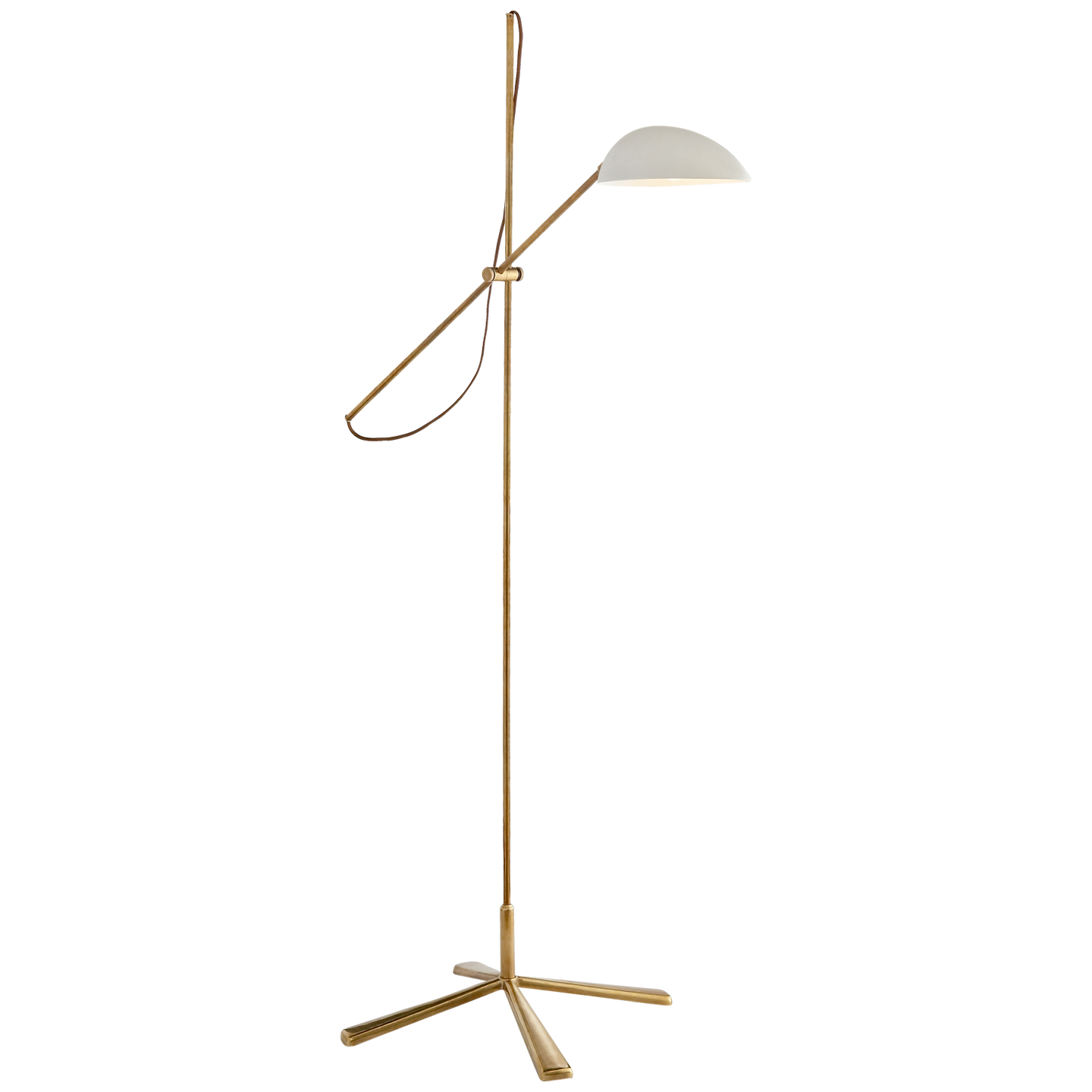 Lataa kuva Galleria-katseluun, Graphic Floor Lamp in Hand-Rubbed Antique Brass with White
