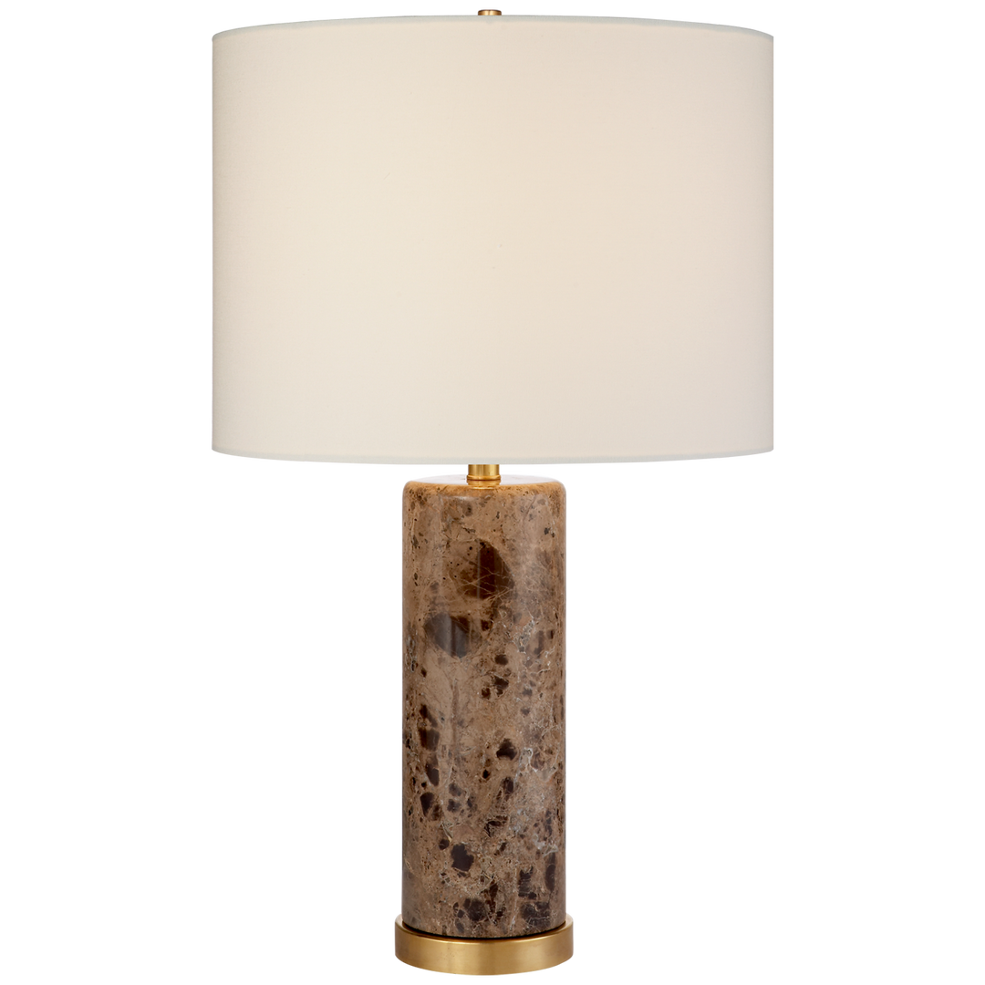 Cliff Table Lamp in Brown Marble with Linen Shade