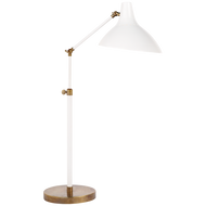 Charlton Table Lamp in White and Hand-Rubbed Antique Brass