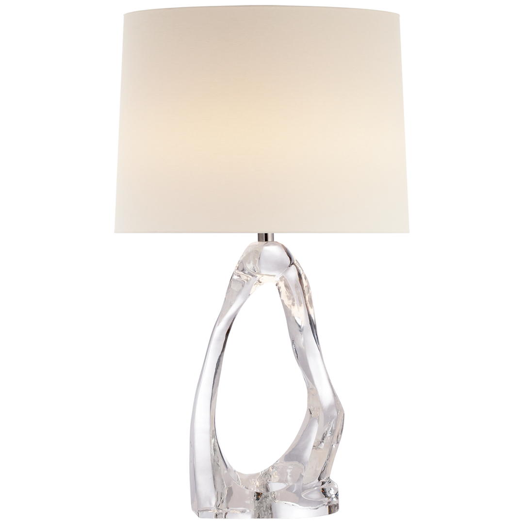Cannes Table Lamp in Clear Glass with Linen Shade