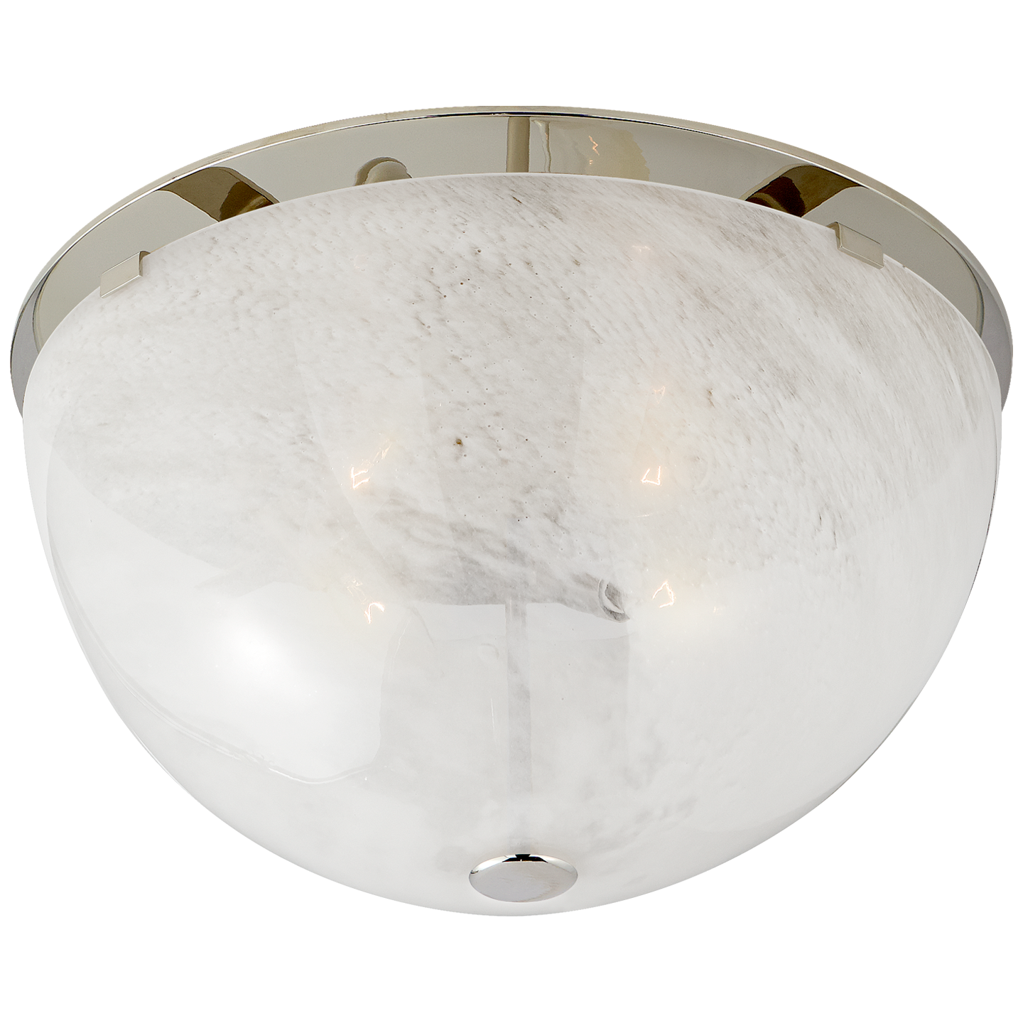 Lataa kuva Galleria-katseluun, Serein Large Flush Mount in Polished Nickel with White Strie Glass

