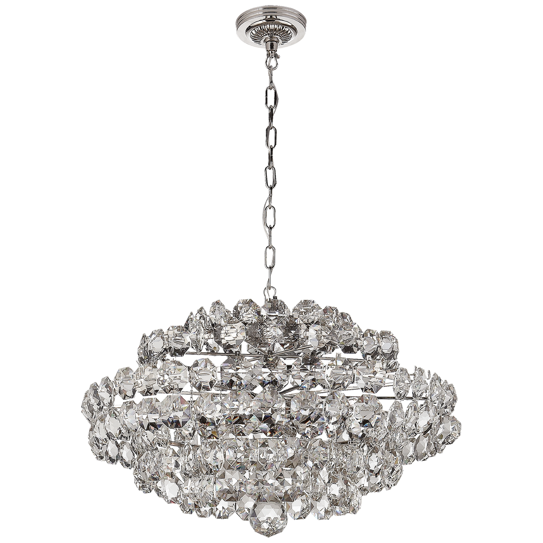 Sanger Small Chandelier in Polished Nickel with Crystal