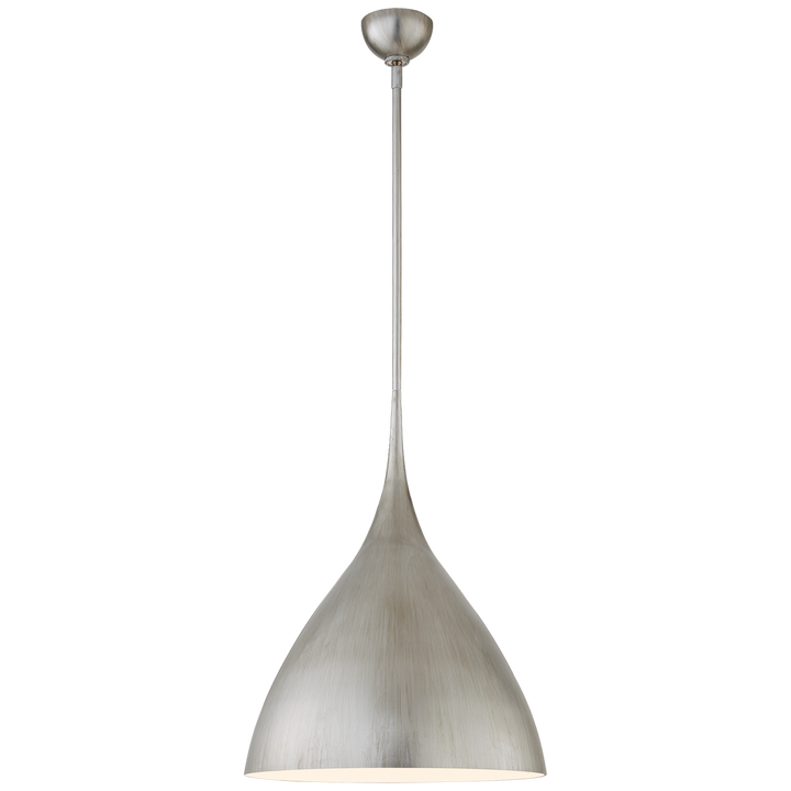 Agnes Medium Pendant in Burnished Silver Leaf with White Interior