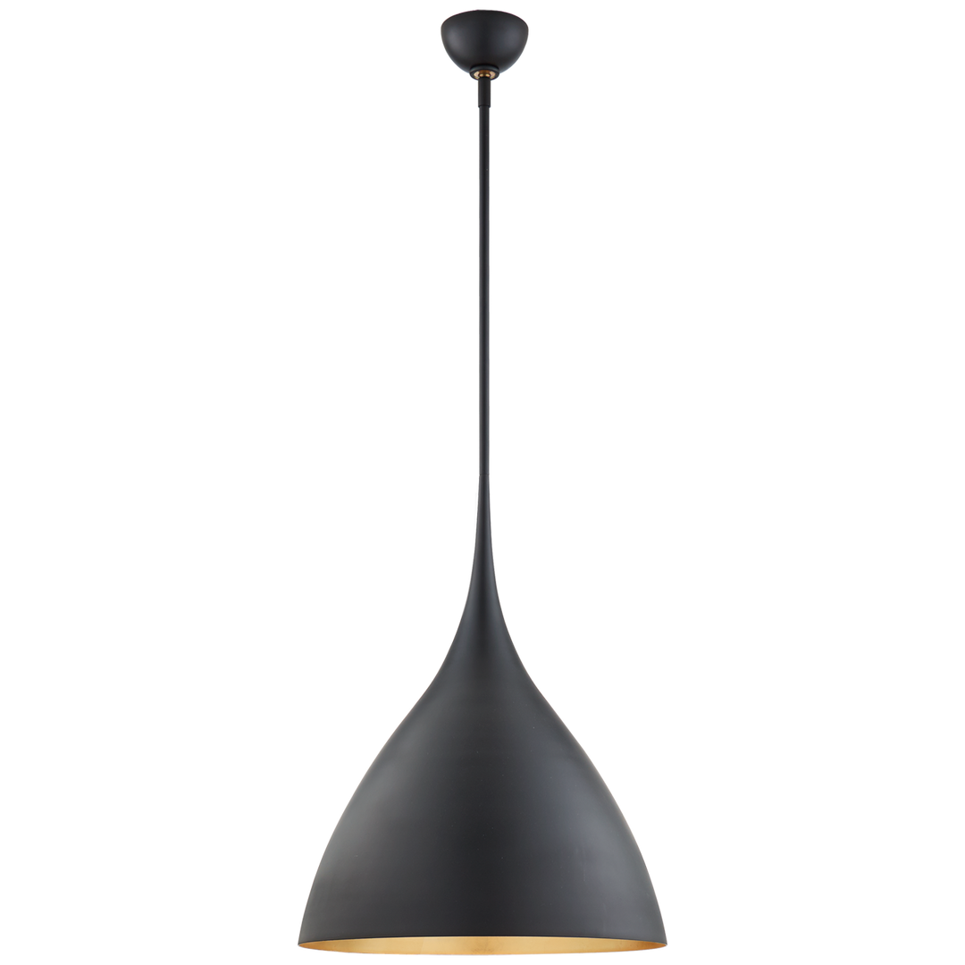 Agnes Medium Pendant in Matte Black with Gild Interior